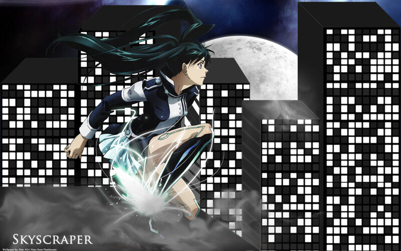 anime girl in cityscape
