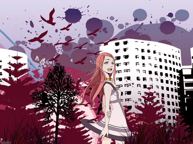Anime girl in cityscape