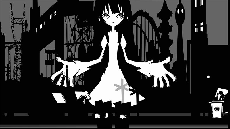anime girl in cityscape