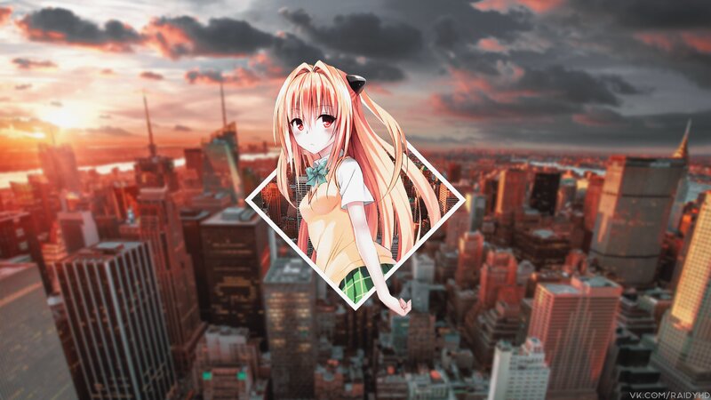 Anime Girl in Cityscape — Orange