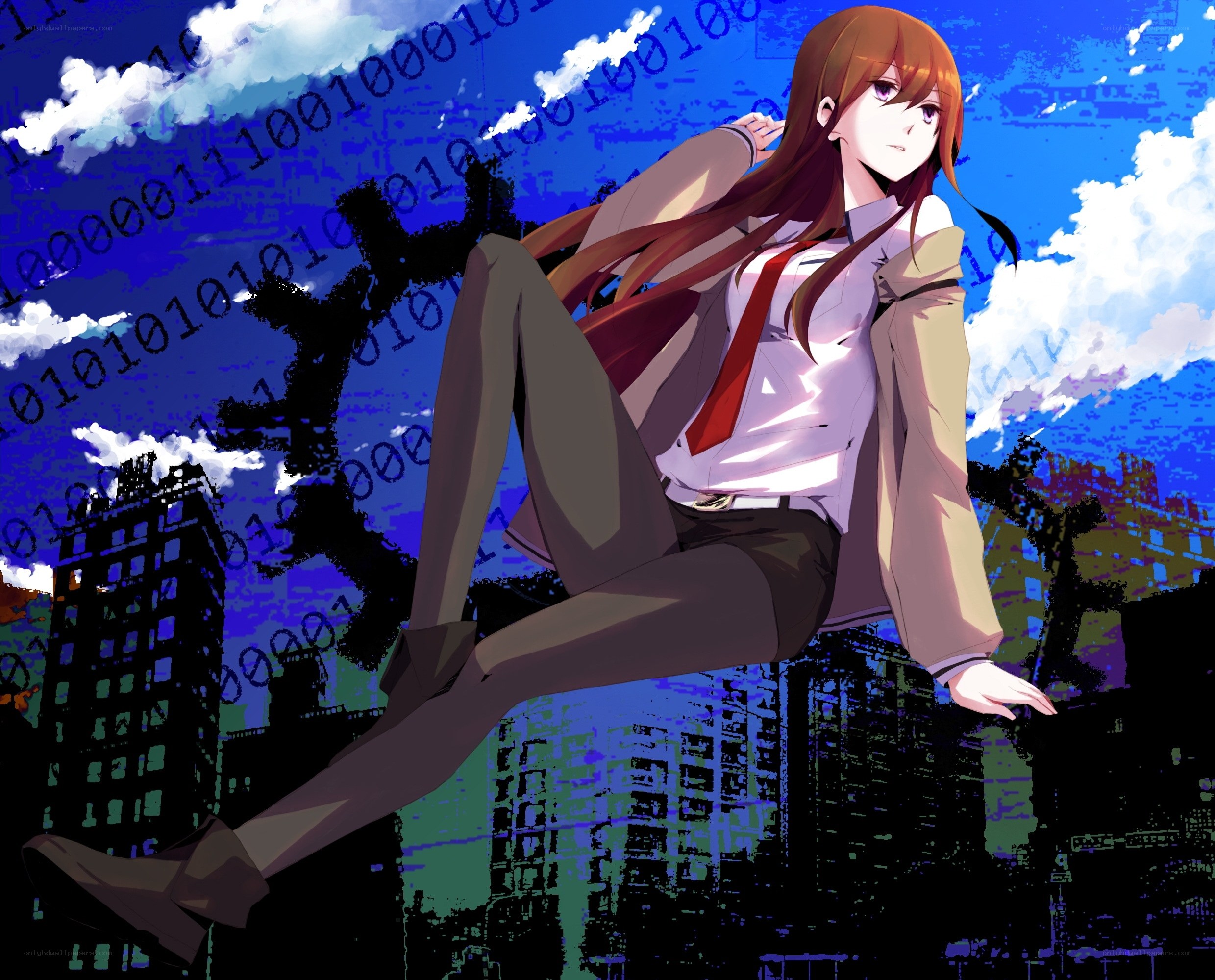 anime girl in cityscape