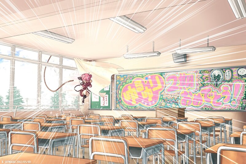 Anime girl in classroom