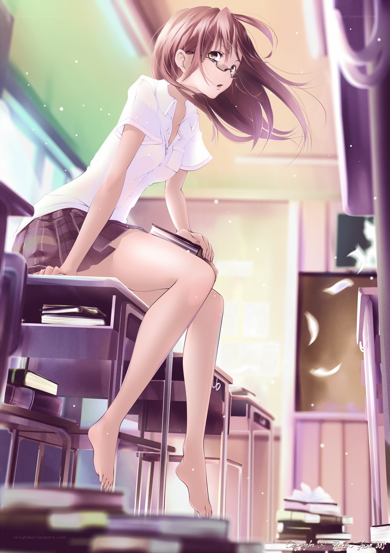 Anime girl in classroom