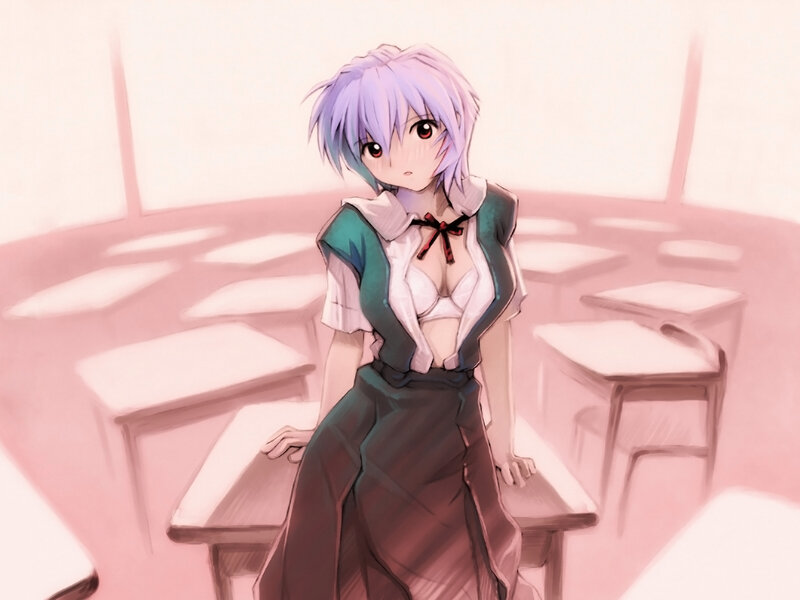 Anime girl in classroom