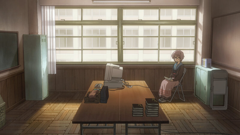 Anime girl in classroom