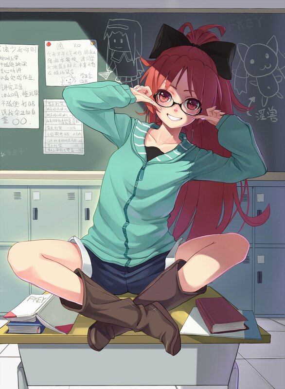 Anime girl in classroom
