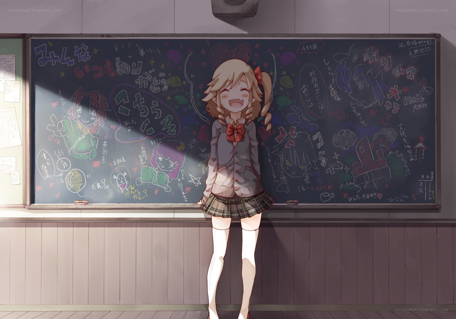 Anime girl in classroom