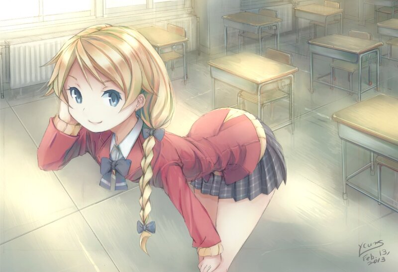 Anime girl in classroom
