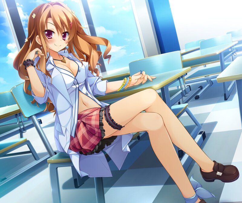 Anime Girl in Classroom — Blue, Bright