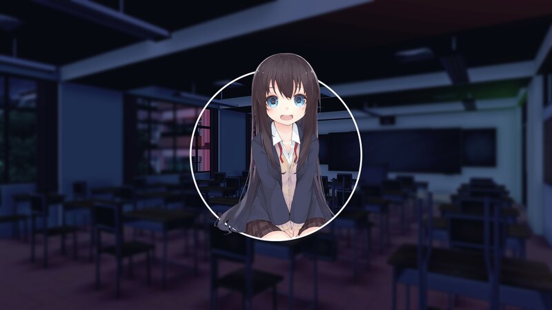 Anime Girl in Classroom — Blue, Calm, Night