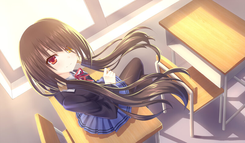 Anime Girl in Classroom — Brown, Calm, Afternoon, Digital Art