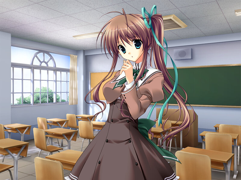 Anime Girl in Classroom — Brown, Calm