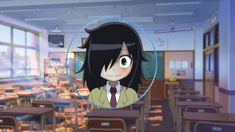 Anime Girl in Classroom — Green, Calm, Afternoon, Desk