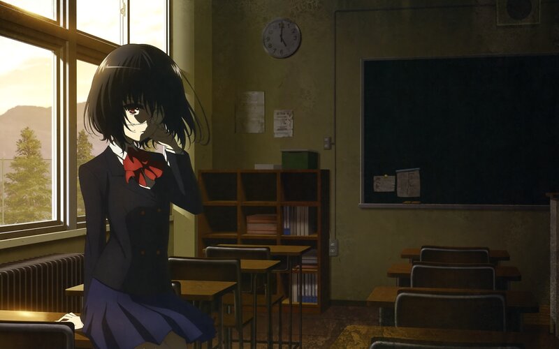 Anime Girl in Classroom — Green, Dramatic