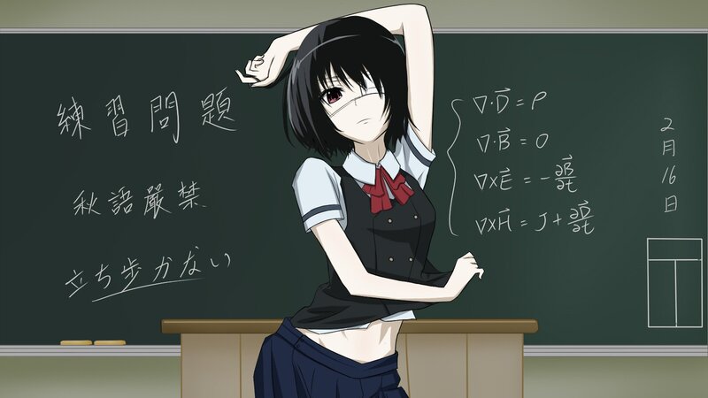 Anime Girl in Classroom — Green, Neutral