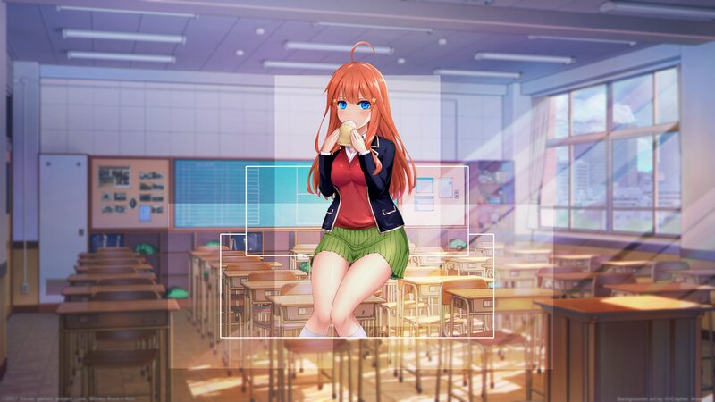 Anime Girl in Classroom — Orange, Calm, Afternoon, Desk