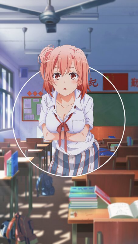 Anime Girl in Classroom — Pink, Calm, Afternoon, Desk