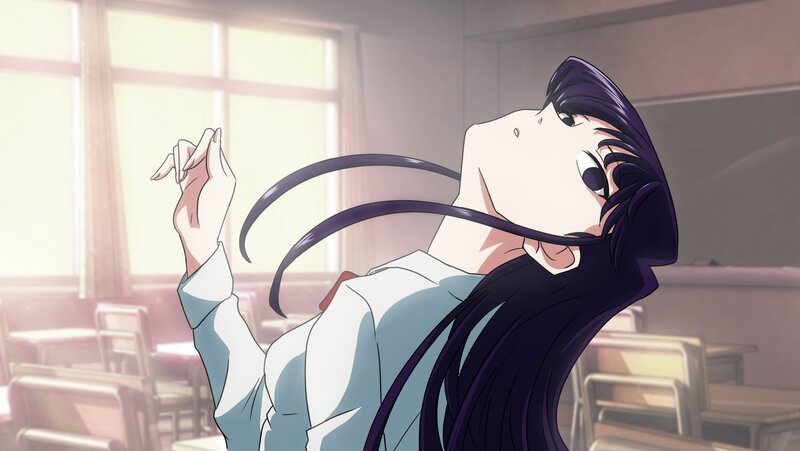 Anime Girl in Classroom — Purple, Calm, Afternoon, Desk