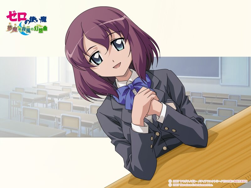 Anime Girl in Classroom — Purple, Calm, Morning