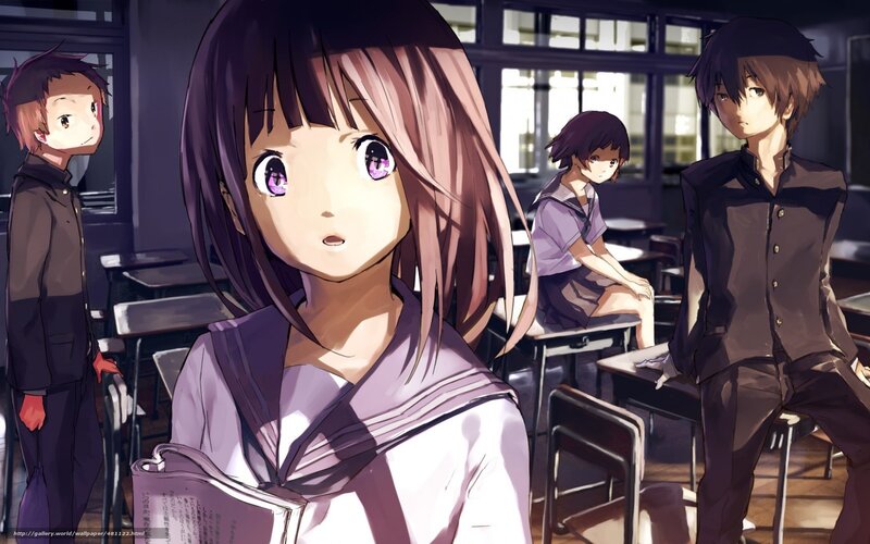 Anime Girl in Classroom — Purple, Dramatic
