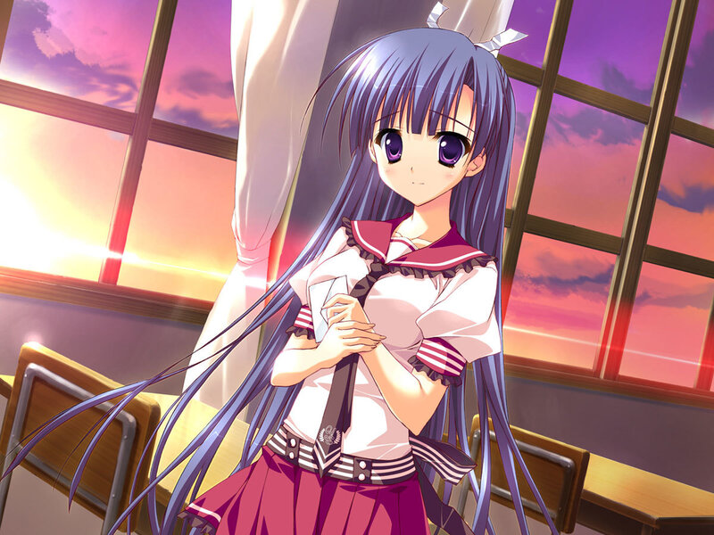 Anime Girl in Classroom — Purple