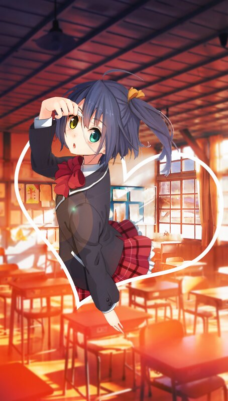 Anime Girl in Classroom — Red, Dramatic, Afternoon