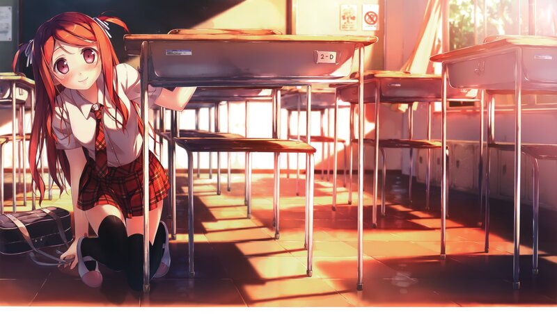 Anime Girl in Classroom — Red