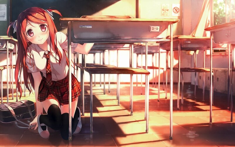 Anime girl in classroom