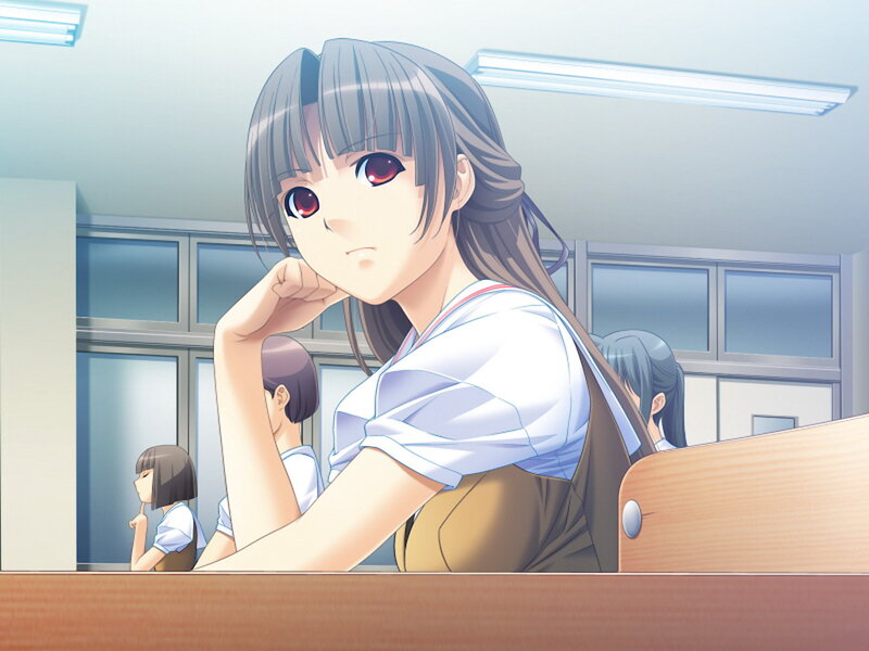 Anime Girl in Classroom — White, Calm