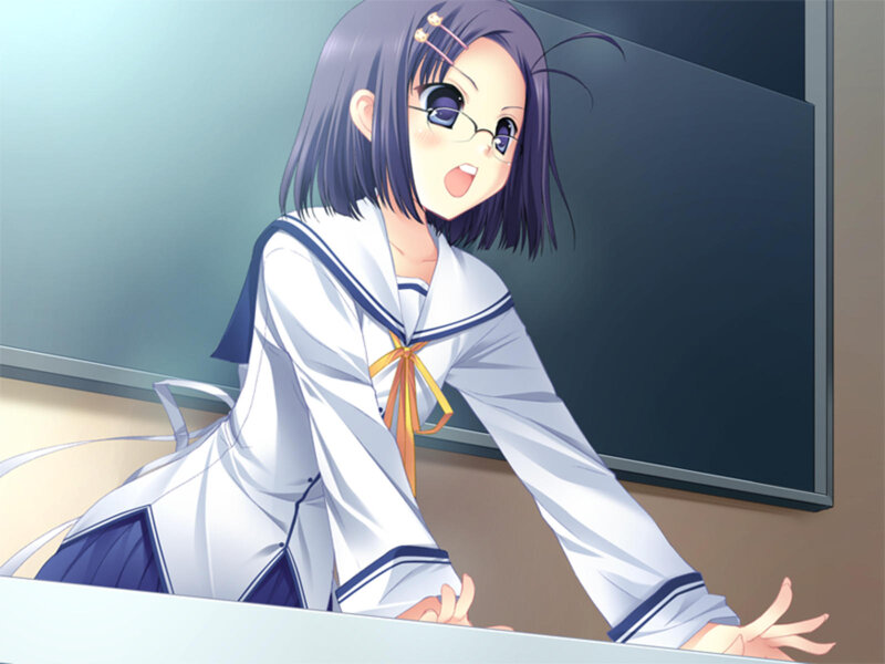 Anime Girl in Classroom — White, Surprised