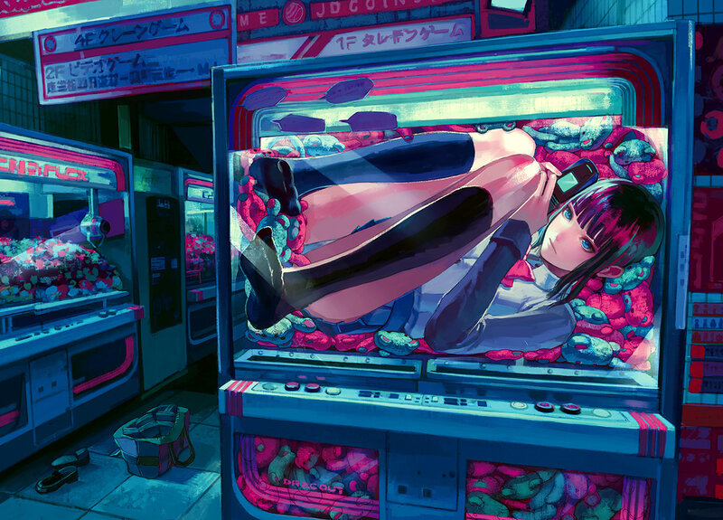 Anime Girl in Claw Machine