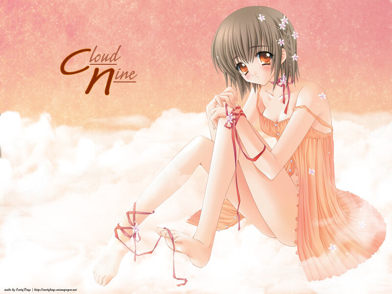 Anime girl in cloud dress
