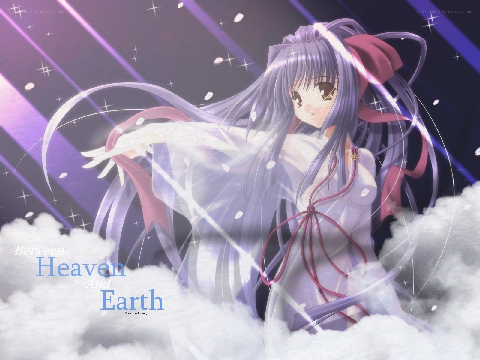 Anime girl in clouds