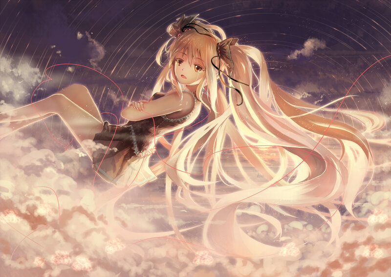 Anime Girl in Clouds — White