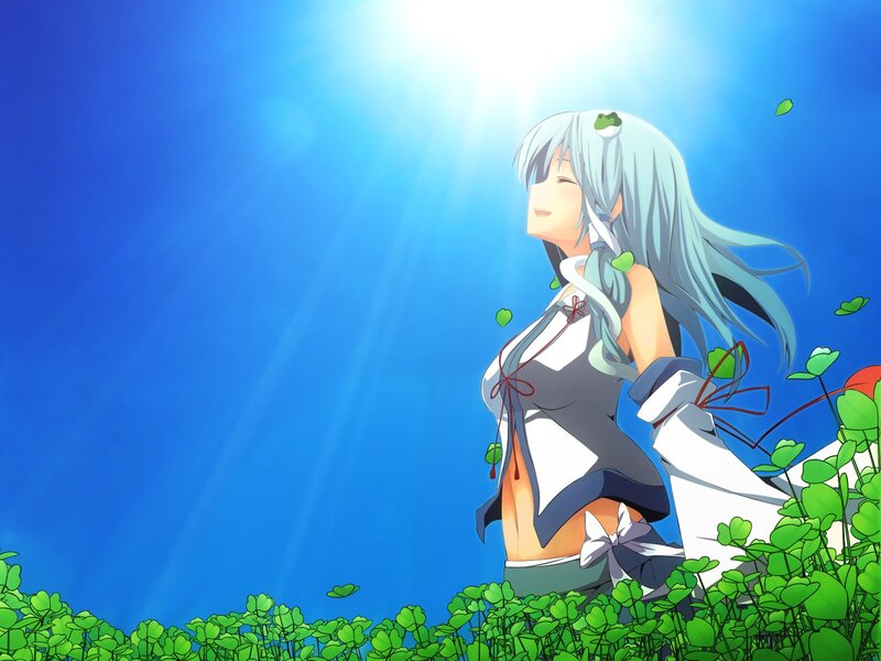 Anime girl in clover field