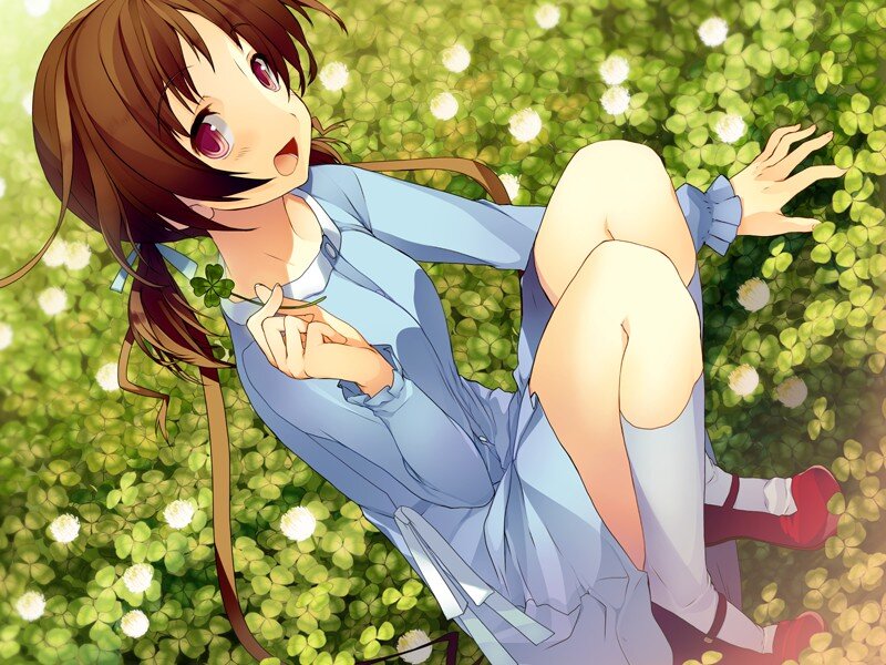 Anime Girl in Clover Field — Green