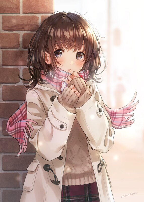 Anime Girl in Coat — Beige