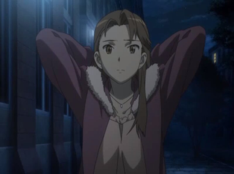 Anime Girl in Coat — Blue, Dramatic, Night