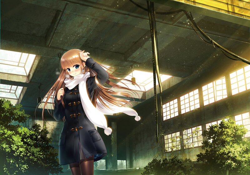 Anime Girl in Coat — Brown, Serene