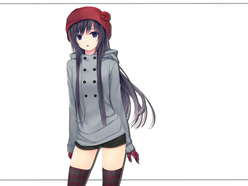 Anime Girl in Coat — Gray