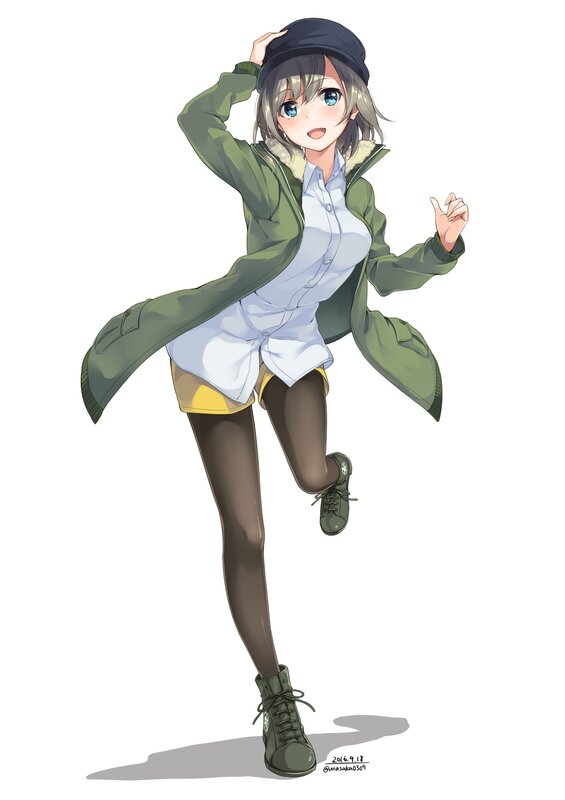 Anime Girl in Coat — Green