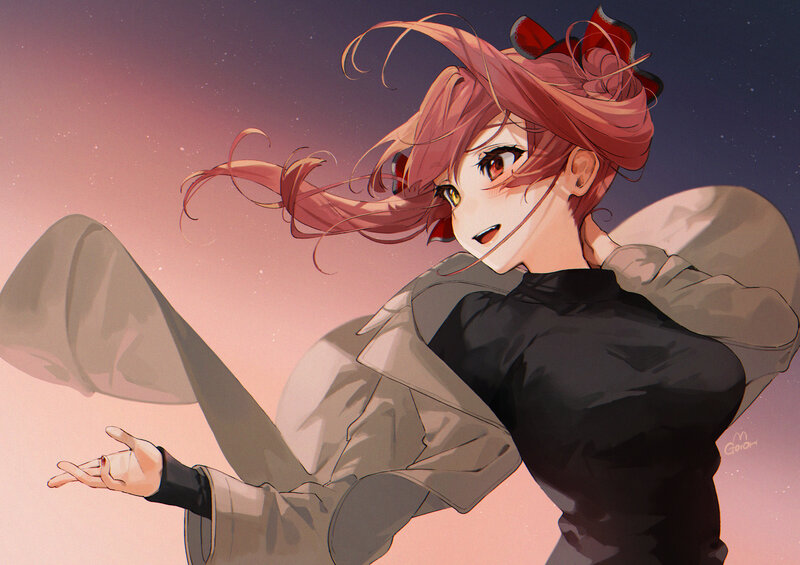 Anime Girl in Coat — Pink, Dramatic