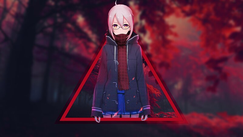 Anime Girl in Coat — Red, Dramatic