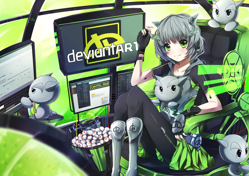 Anime Girl in Cockpit — Green