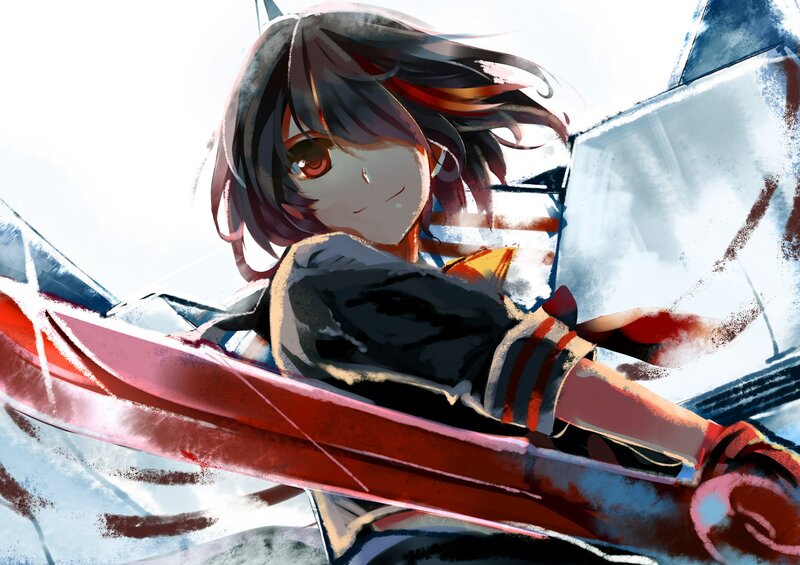 Anime Girl in Cockpit — Red, Dramatic, Digital Art
