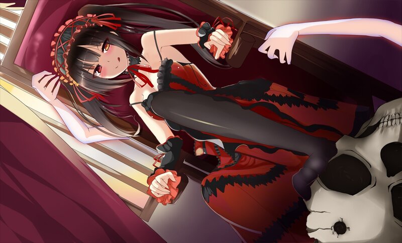 Anime Girl in Coffin — Red, Dramatic