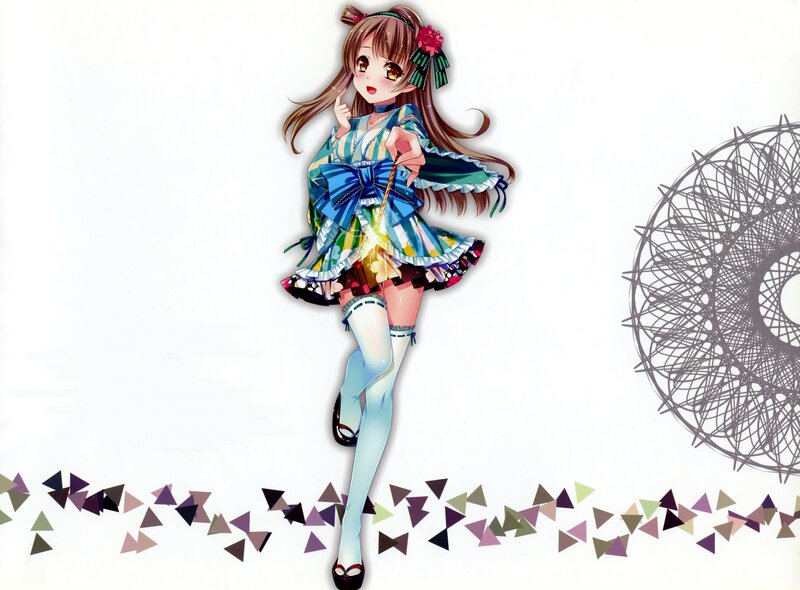 Anime Girl in Colorful Dress — Blue