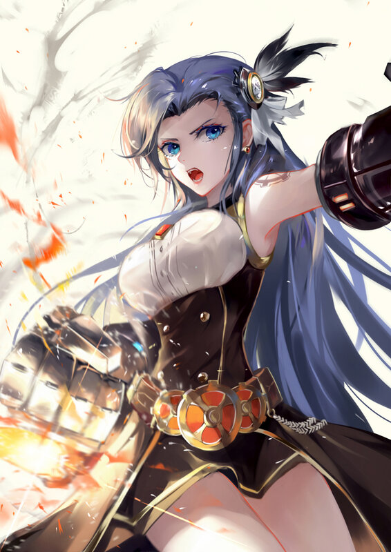 Anime Girl in Combat — Black, Dramatic