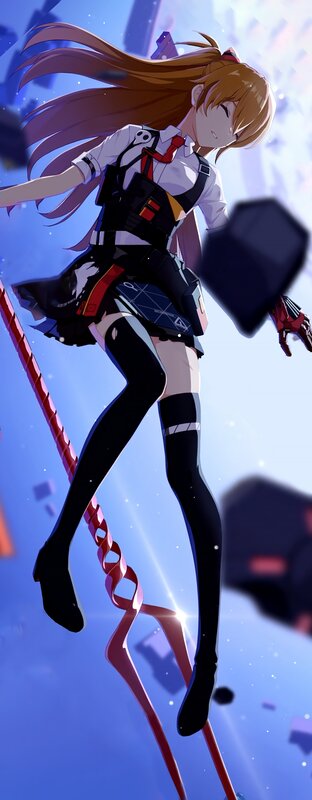 Anime Girl in Combat Gear — Blue, Dramatic