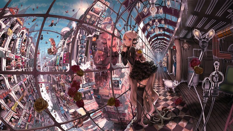 Anime Girl in Corridor — Black